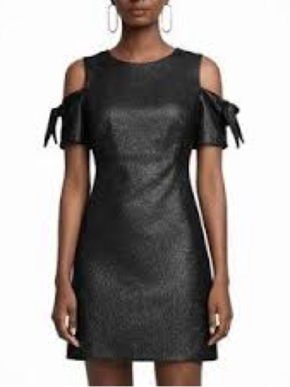 Milly Black Cold-Shoulder Mini Dress with Bow Sleeves